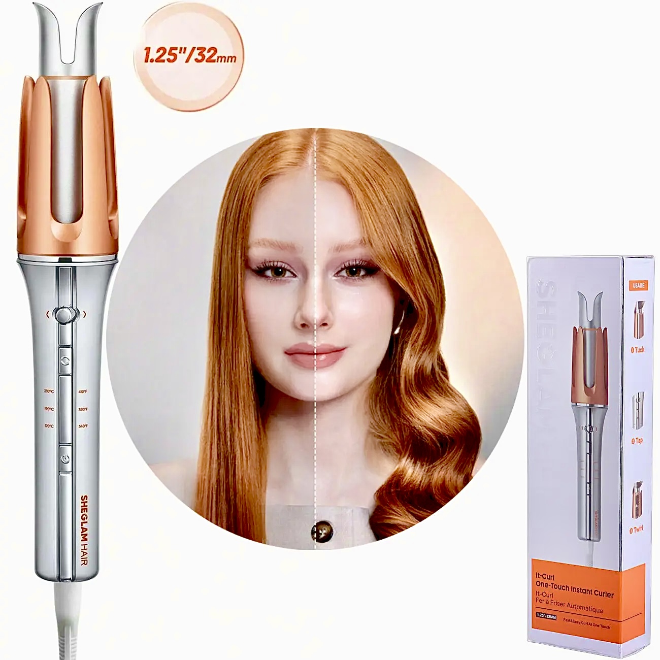 فر مو شیگلم اورجینال سایز  32mm | فر سریع و سالنی مو در خانه + فر کننده مو One Touch اصل